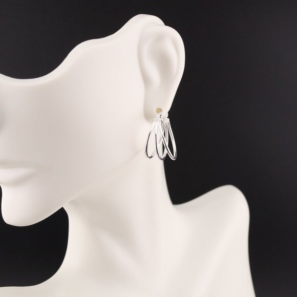 Women's Sterling Silver Multi-Hoop Dangle Earrings Statement Jewelry ** - Picture 6 of 10